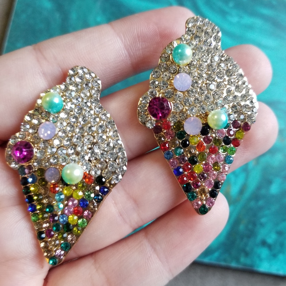 Colorful Rhinestone Earrings - Picture 4 of 6